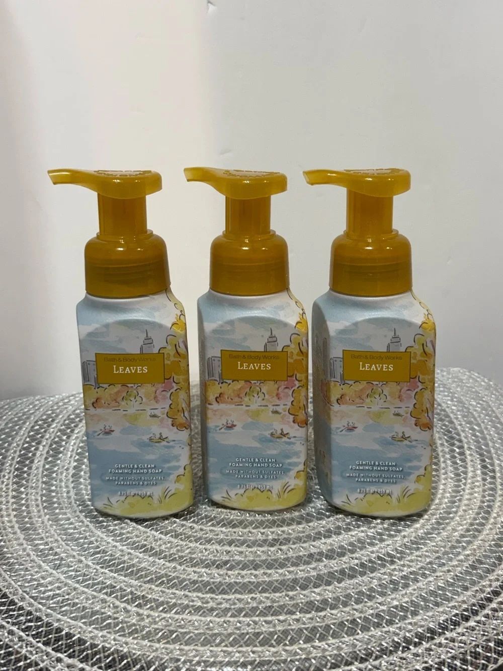 BBW Leaves Foaming Hand Soap Set of 3 NWT